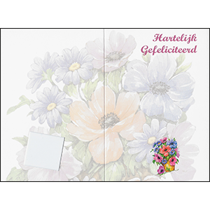 1195-S5013 - Hartelijk Gefeliciteerd Bloem Wenskaarten